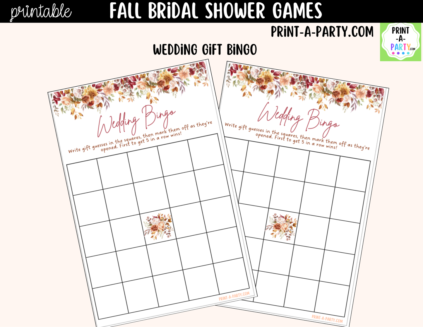 Fall Bridal Shower Games Printable | Autumn Wedding Shower Game Bundle