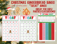 BINGO: Gingerbread |TREAT Bingo | Holiday | Christmas | Classrooms | Parties | Birthday | 30, 40, or 50 cards - INSTANT DOWNLOAD