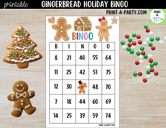 Christmas Gingerbread Bingo Game Printable | Christmas Party Game | Bingo Cards & Call Sheets