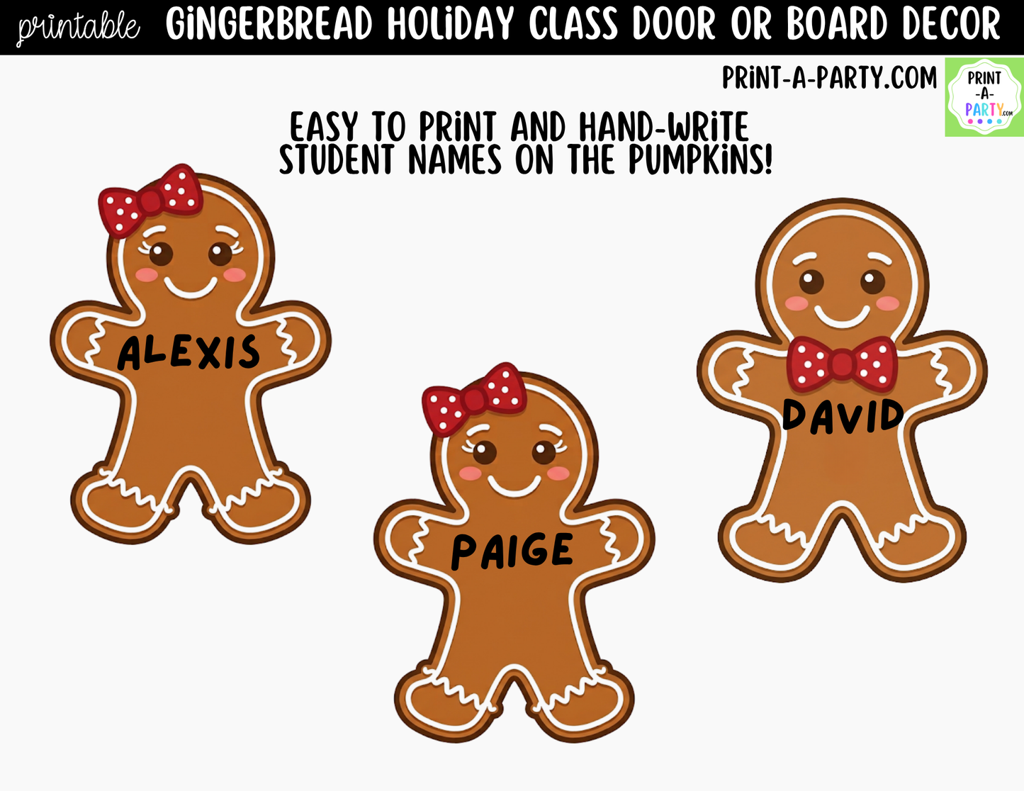 Gingerbread Printable Holiday Classroom Decor Kit for Doors, Boards, Hallways - Smart Cookie Crew