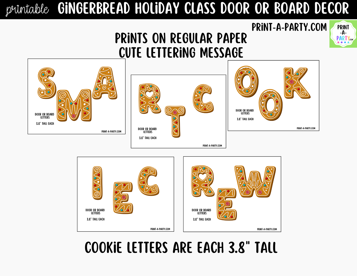 Gingerbread Printable Holiday Classroom Decor Kit for Doors, Boards, Hallways - Smart Cookie Crew