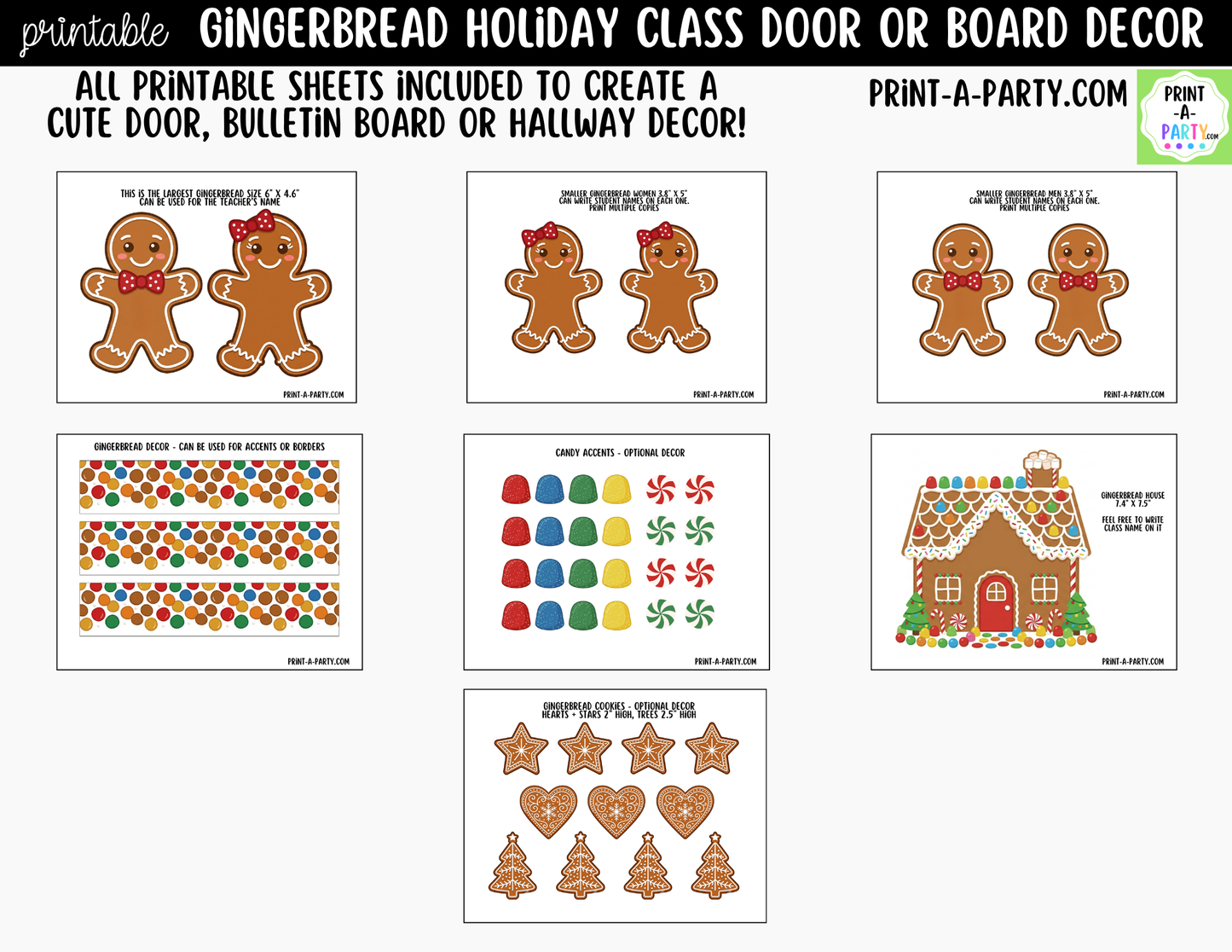 Gingerbread Printable Holiday Classroom Decor Kit for Doors, Boards, Hallways - Smart Cookie Crew