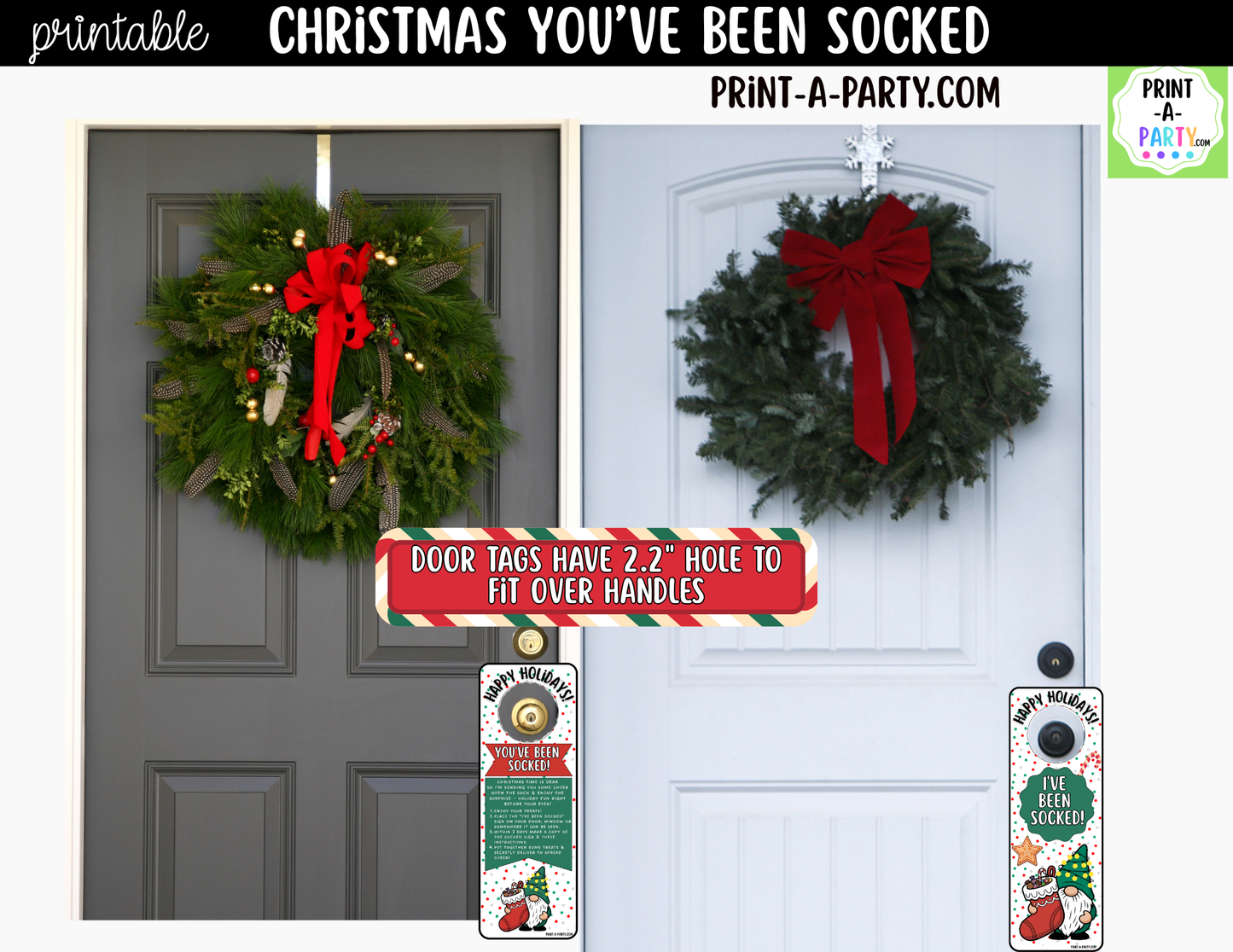 You've Been Socked Printable | Christmas Neighbor Gift | Holiday Stocking Surprise