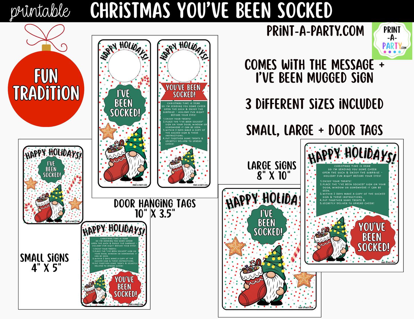 You've Been Socked Printable | Christmas Neighbor Gift | Holiday Stocking Surprise