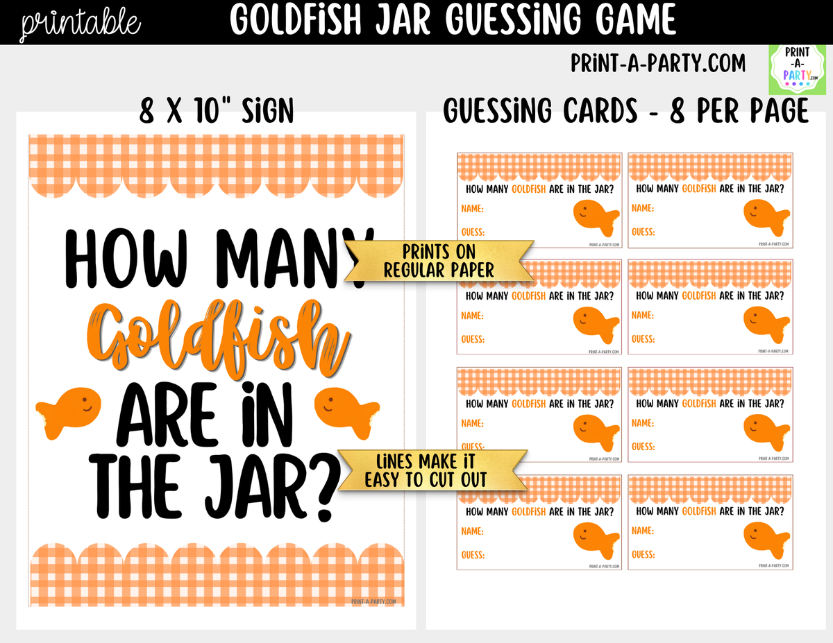 Goldfish Jar Guessing Game Printable – Sign & Guess Cards