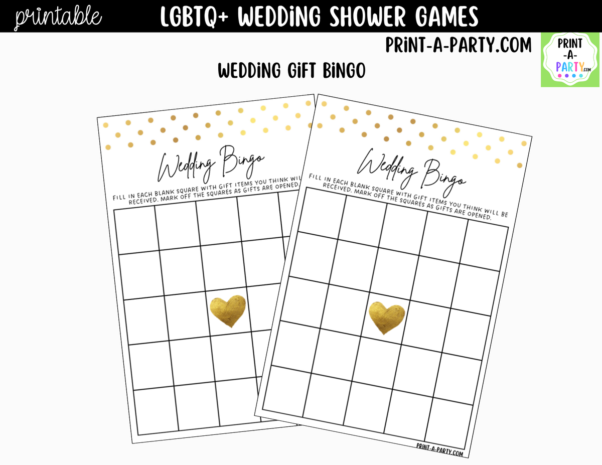 LGBTQ+ Wedding Shower Games Printable | Gold Polka Dots