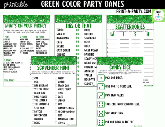Green Party Games Printable