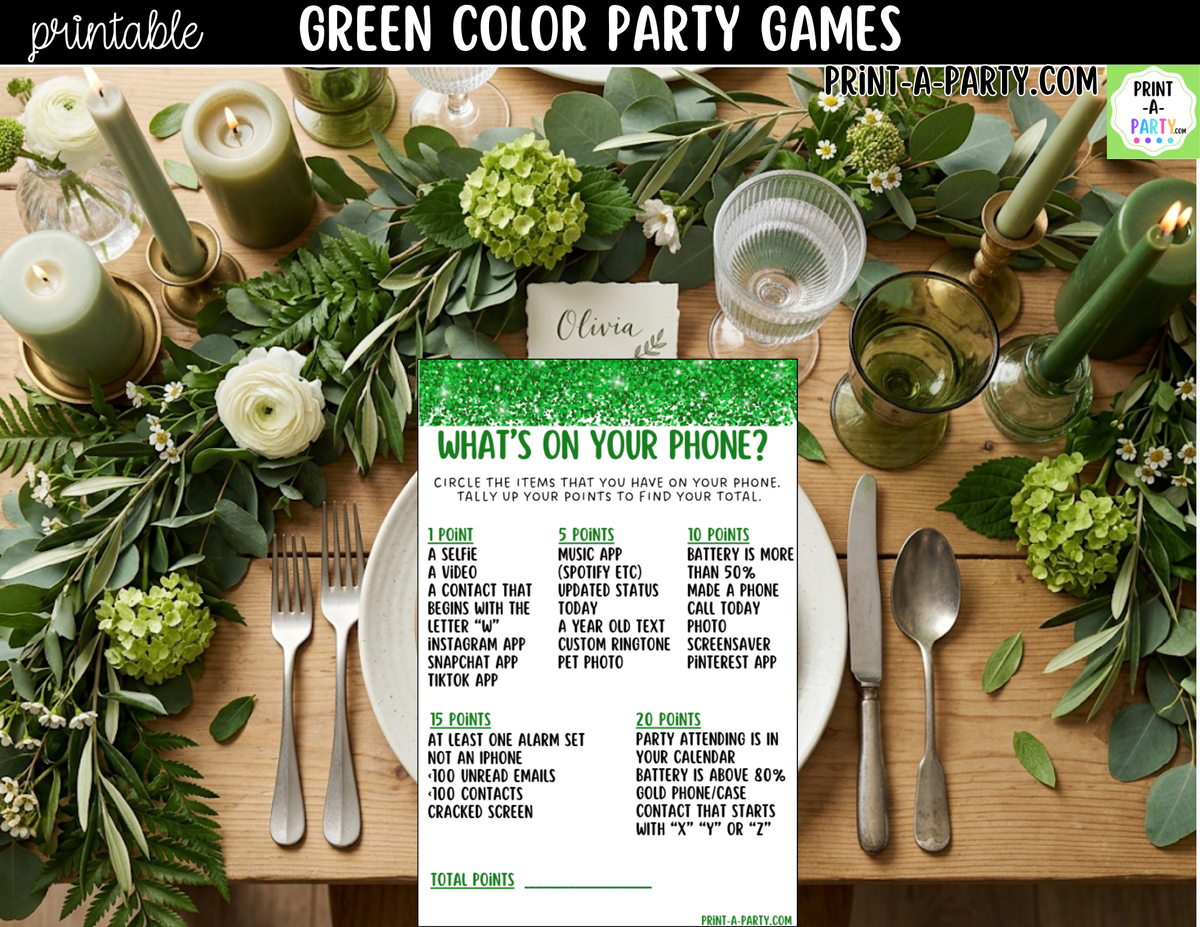 Green Party Games Printable