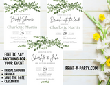BRIDAL OR WEDDING EVENT - EDITABLE INVITATION: BRIDAL SHOWER, BRUNCH, SAVE THE DATE INVITATION - EDITABLE PRINTABLE | Wedding Shower| Save the Date | Bridal Brunch | Green Florals