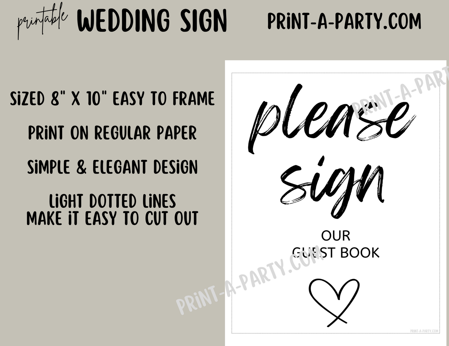 GUEST BOOK SIGN | Printable Wedding Sign | Please Sign Our Guest Book Sign | Wedding Guest Book Sign