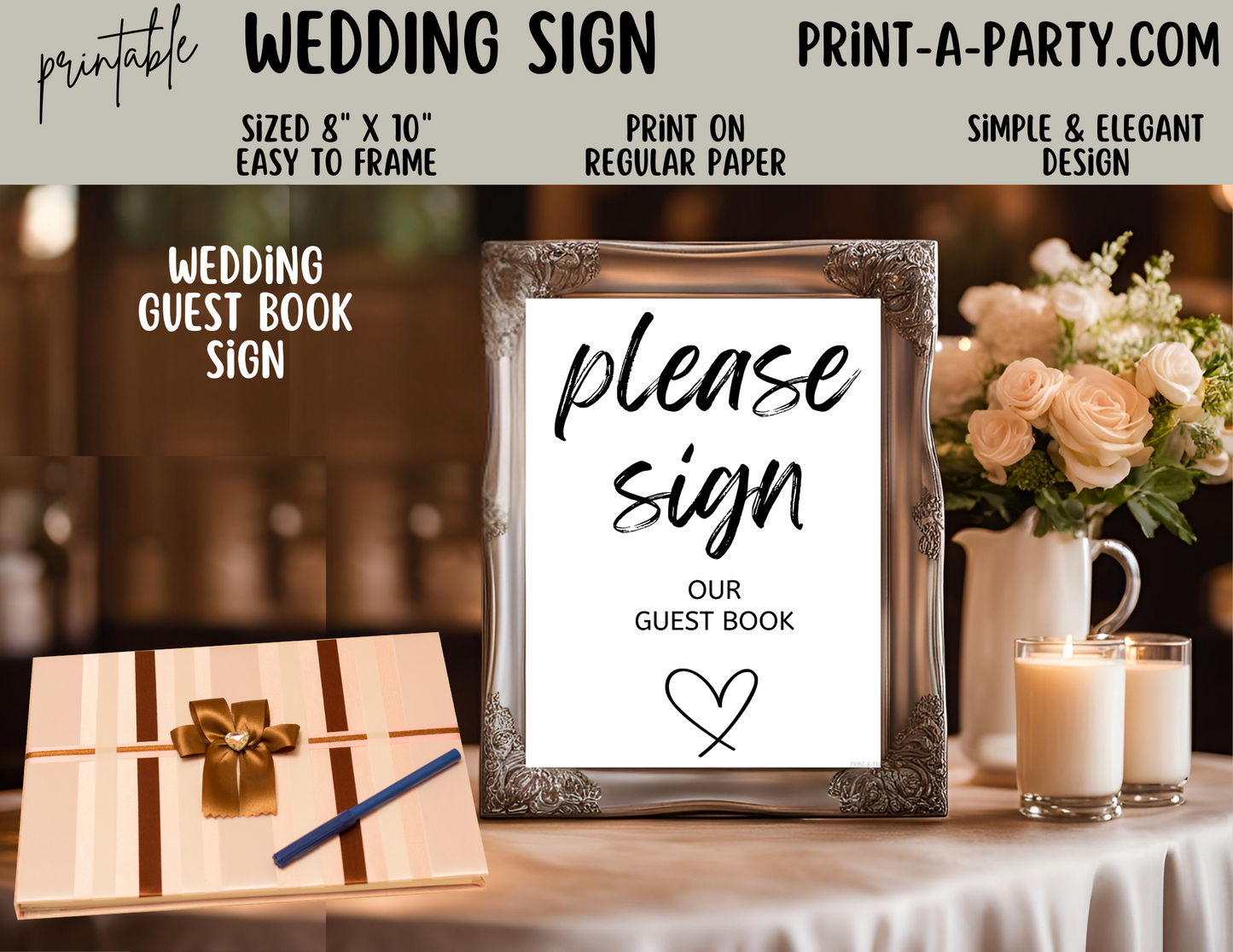 GUEST BOOK SIGN | Printable Wedding Sign | Please Sign Our Guest Book Sign | Wedding Guest Book Sign