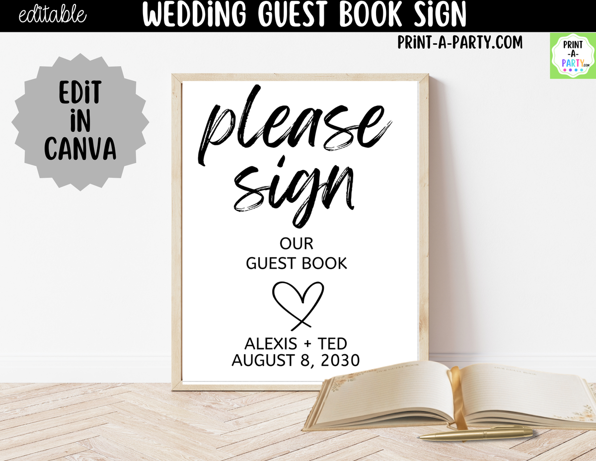 Editable Guest Book Sign – Please Sign Our Guest Book | 8x10