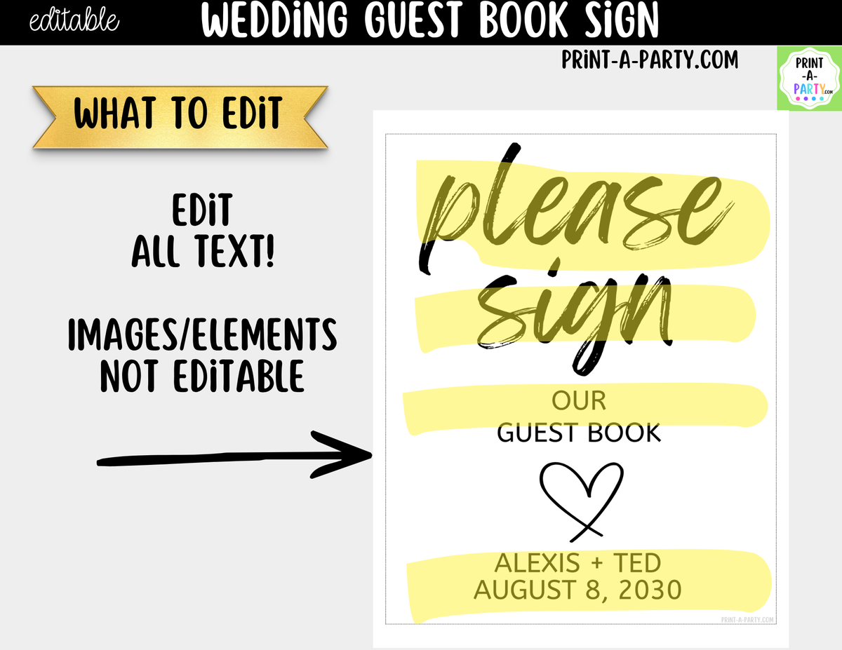 Editable Guest Book Sign – Please Sign Our Guest Book | 8x10