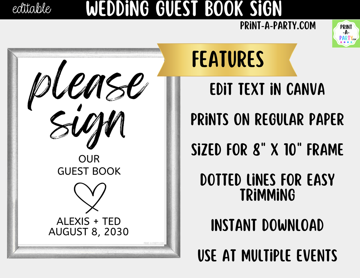 Editable Guest Book Sign – Please Sign Our Guest Book | 8x10