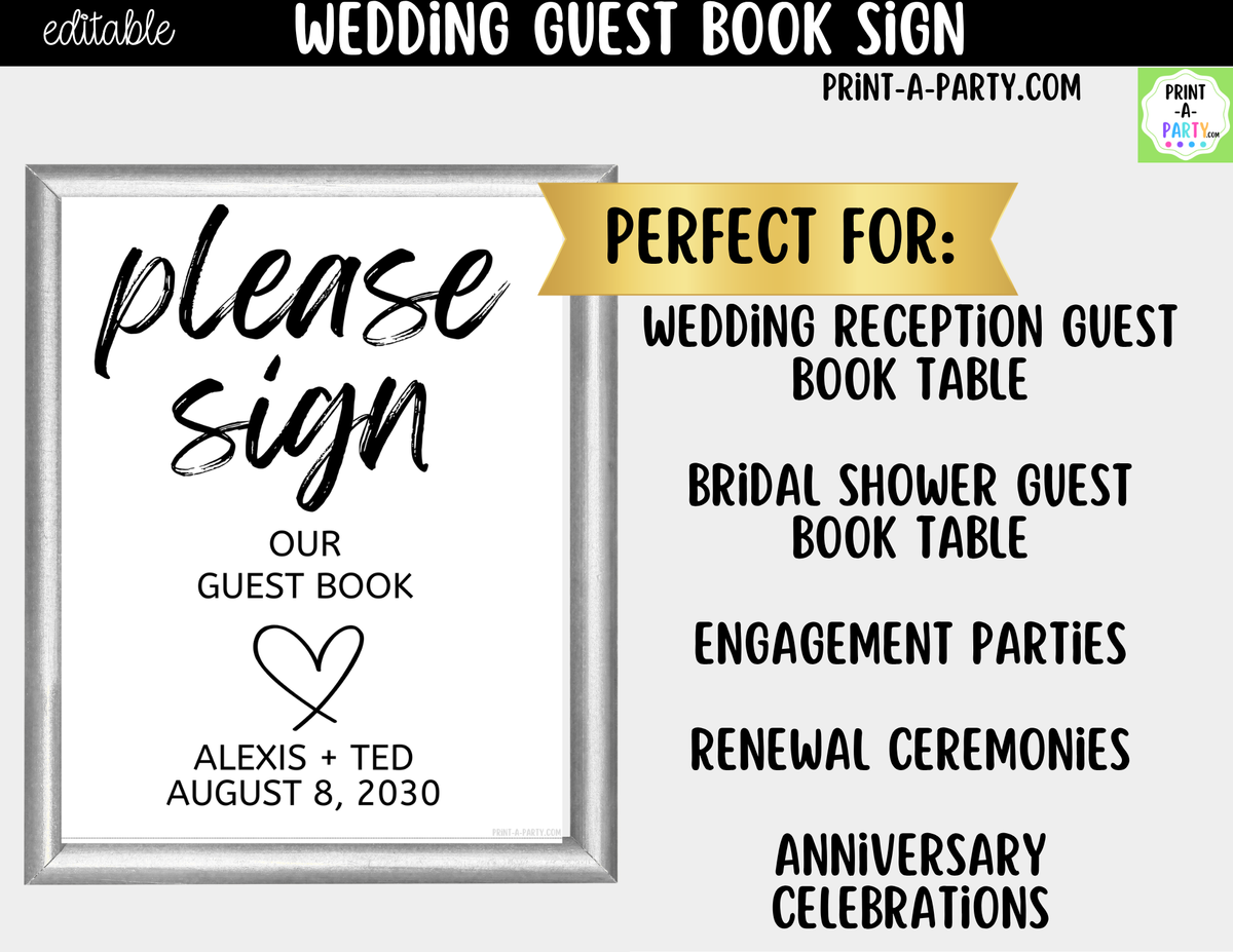 Editable Guest Book Sign – Please Sign Our Guest Book | 8x10