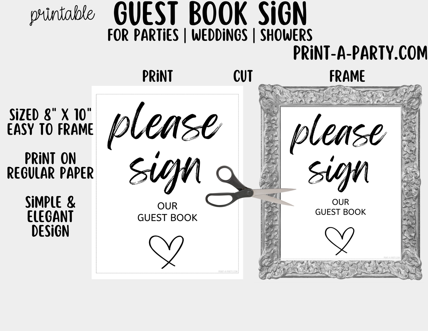 Printable Guest Book Sign (8x10) - Wedding Shower Decor - Instant PDF Download