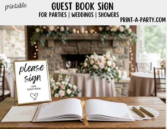 Printable Guest Book Sign (8x10) - Wedding Shower Decor - Instant PDF Download
