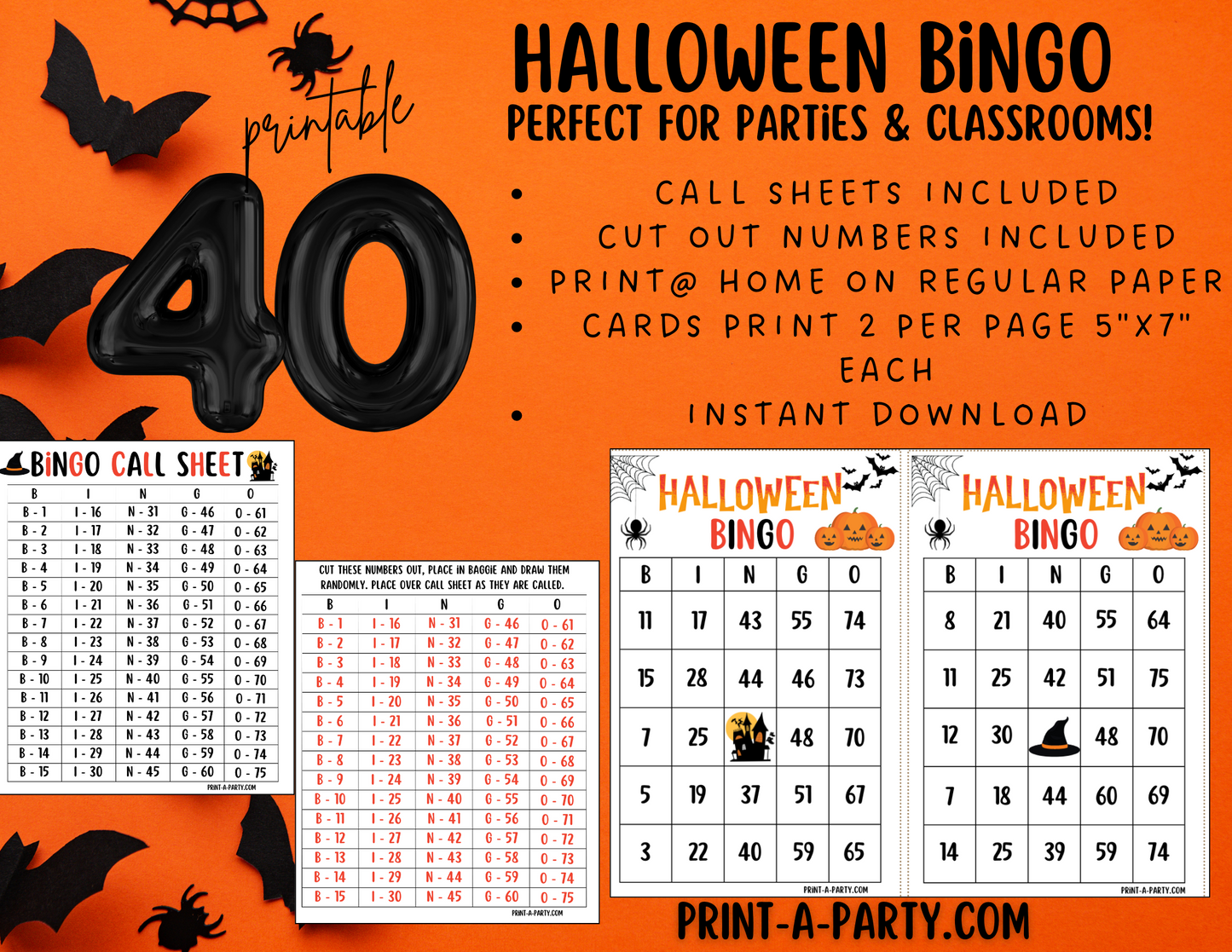 BINGO: Halloween Bingo Game | Halloween Party Idea | Halloween Classroom Party | Halloween Activity | Halloween Fun