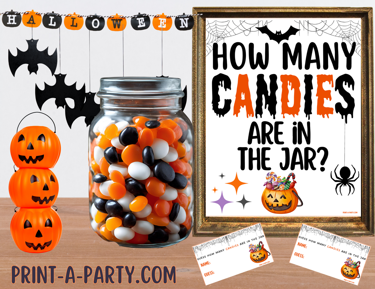 CANDY JAR GUESSING GAME - HALLOWEEN CANDY | How many candies are in jar | Halloween Party Idea | Halloween Activity | Halloween DIY | Halloween Candy| Printable