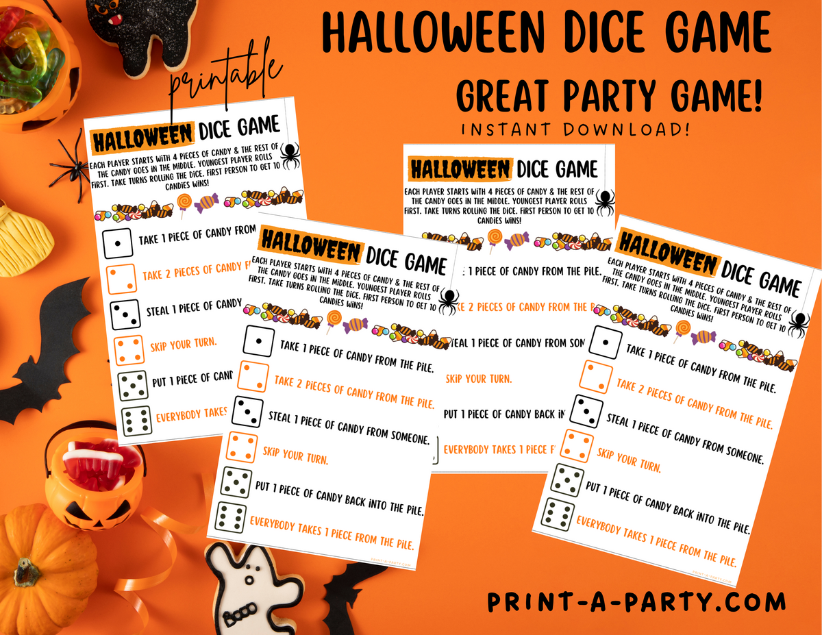 Halloween Dice Game Printable | Halloween Candy Dice Game | Halloween ...