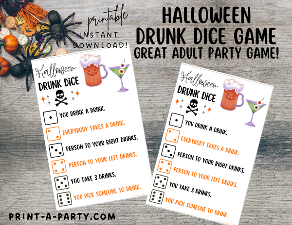 DRUNK DICE GAME: Halloween Drunk Dice Game - Adults | Halloween Adult Party Game | Halloween Adult Party