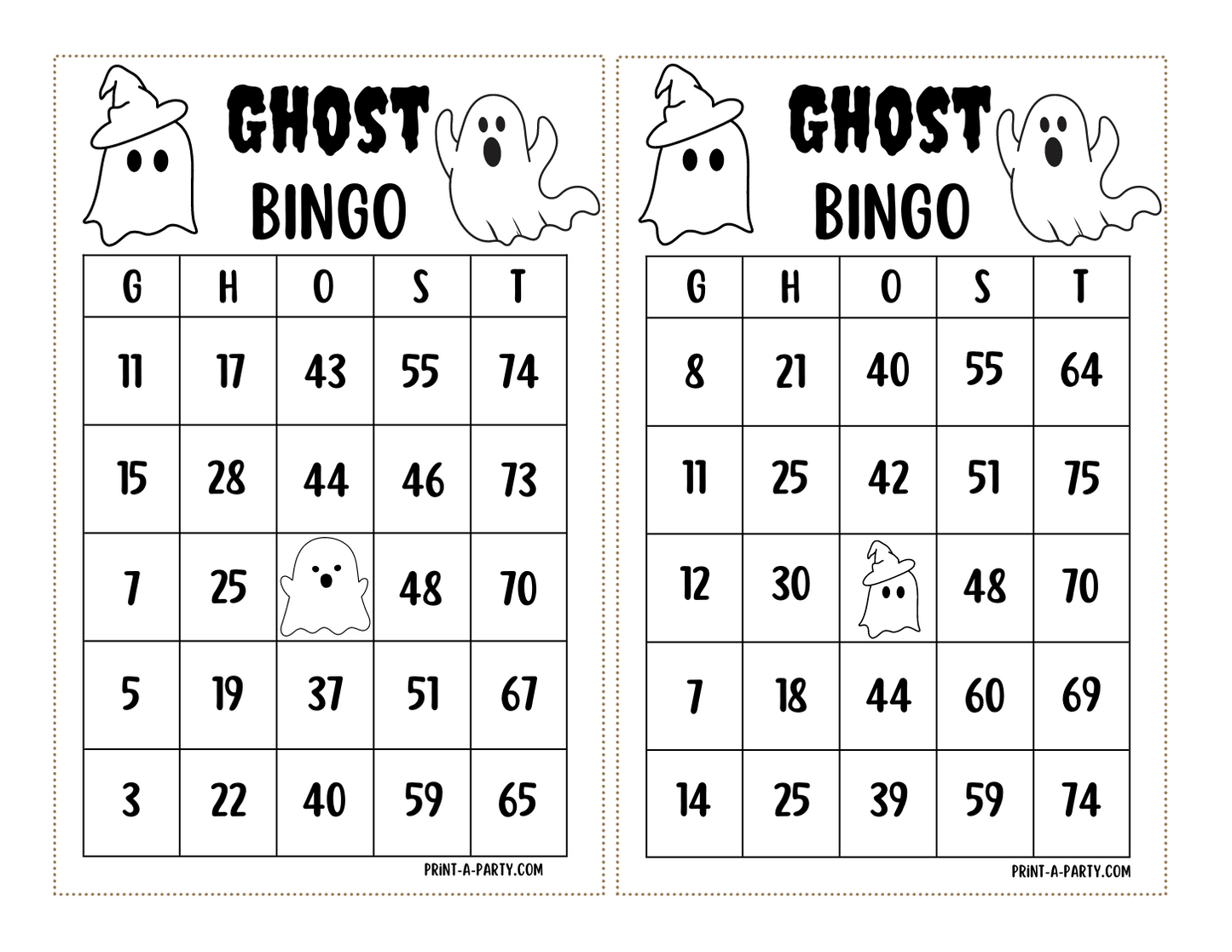 Halloween Bingo Game Printable | Ghost Party Game | Bingo Cards & Call Sheet