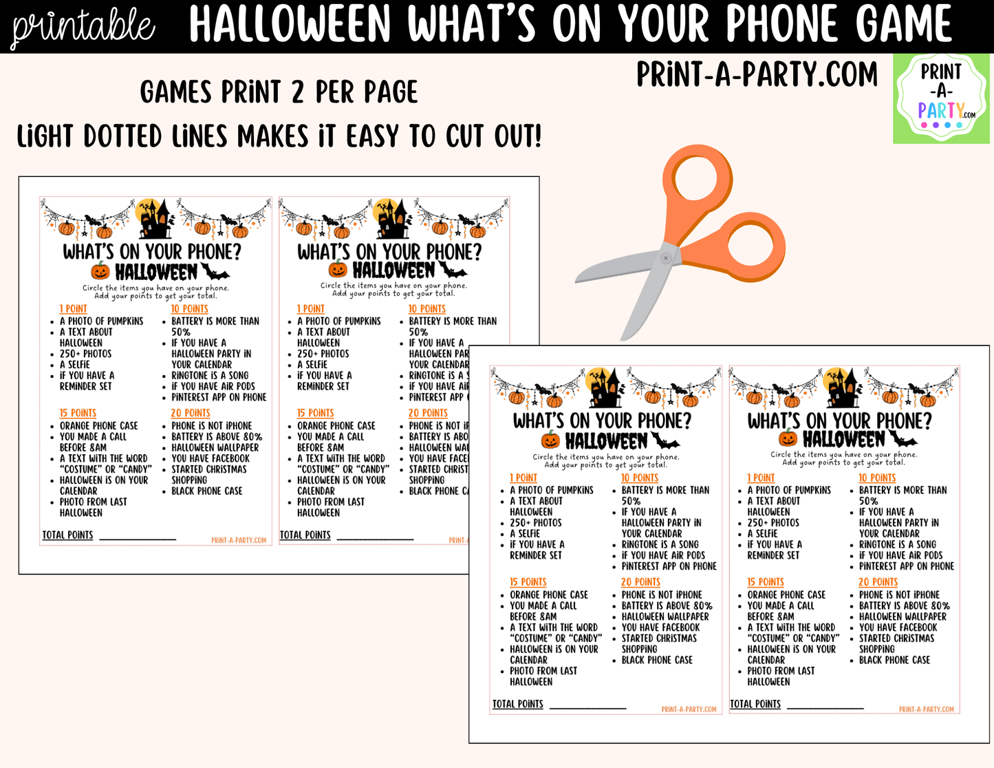 What's On Your Phone? Halloween Party Game Printable | Halloween Icebreaker Activity