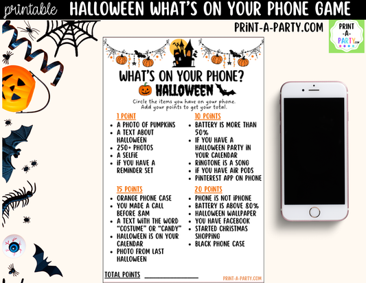 What's On Your Phone? Halloween Party Game Printable | Halloween Icebreaker Activity