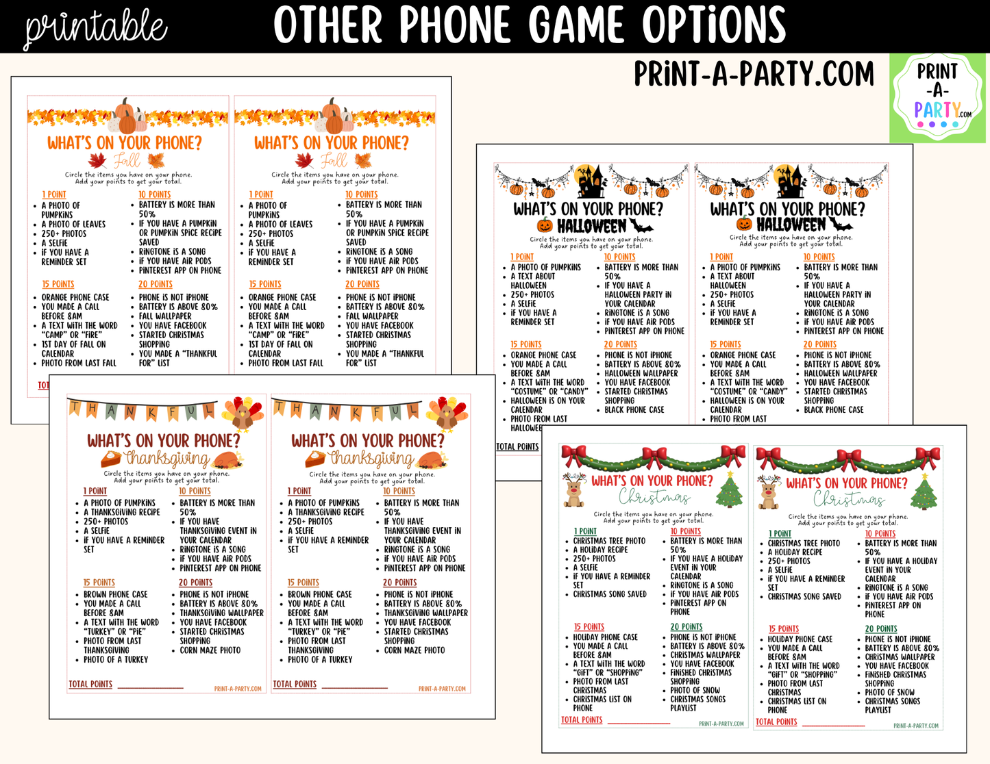 What's On Your Phone? Halloween Party Game Printable | Halloween Icebreaker Activity