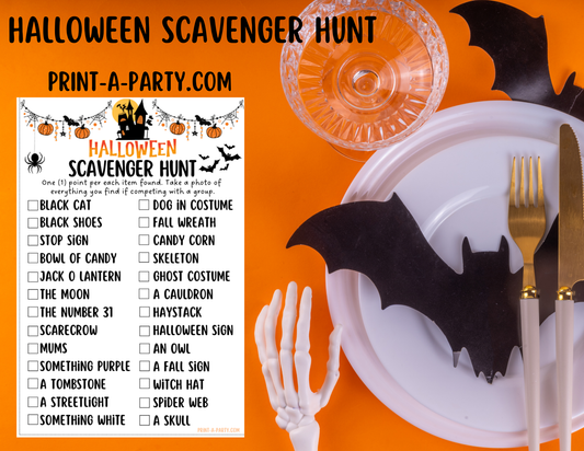 SCAVENGER HUNT GAME: Halloween Theme - Printable Halloween Scavenger Hunt Game – Fun Halloween Party Activity for Kids