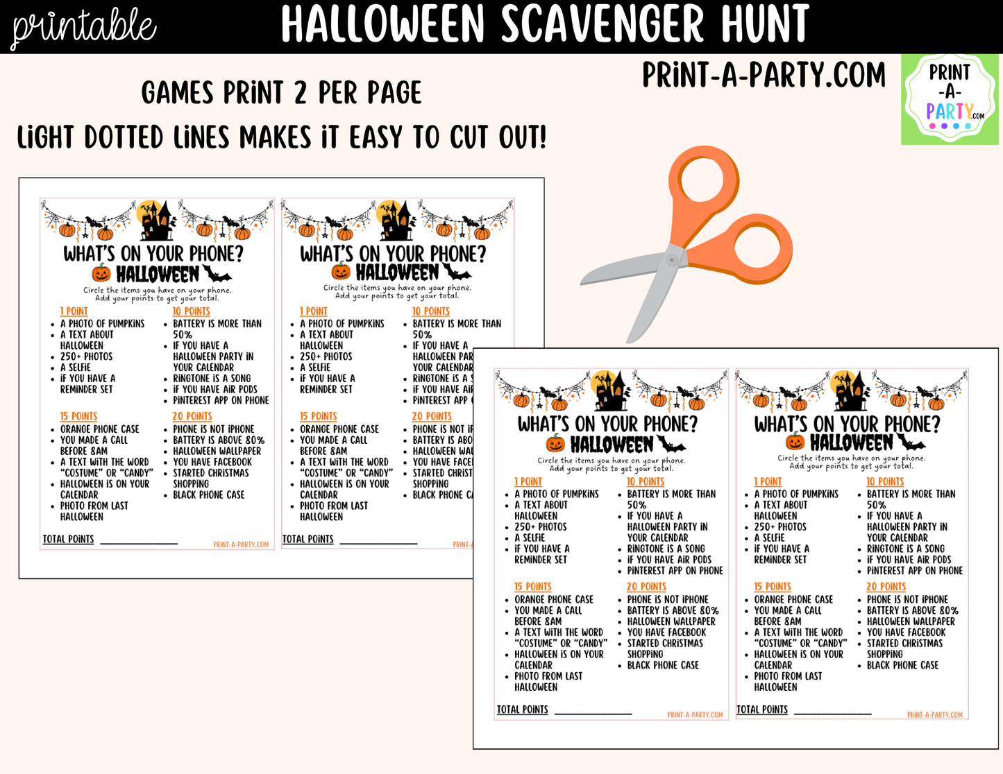 Halloween Scavenger Hunt Printable | Spooky Party Activity for Kids & Families