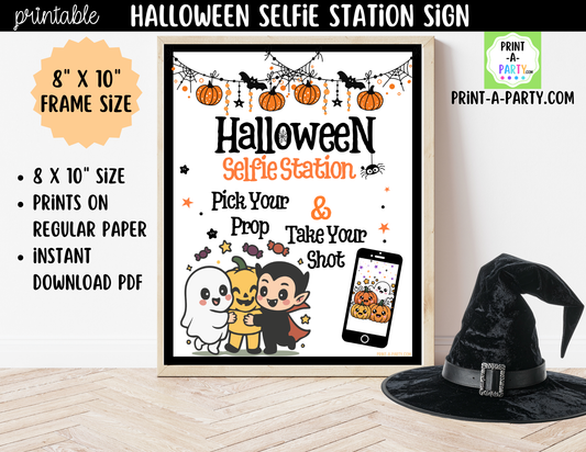 Halloween Photo Booth Sign Printable | Halloween Selfie Station Sign | 8x10 Party Decoration