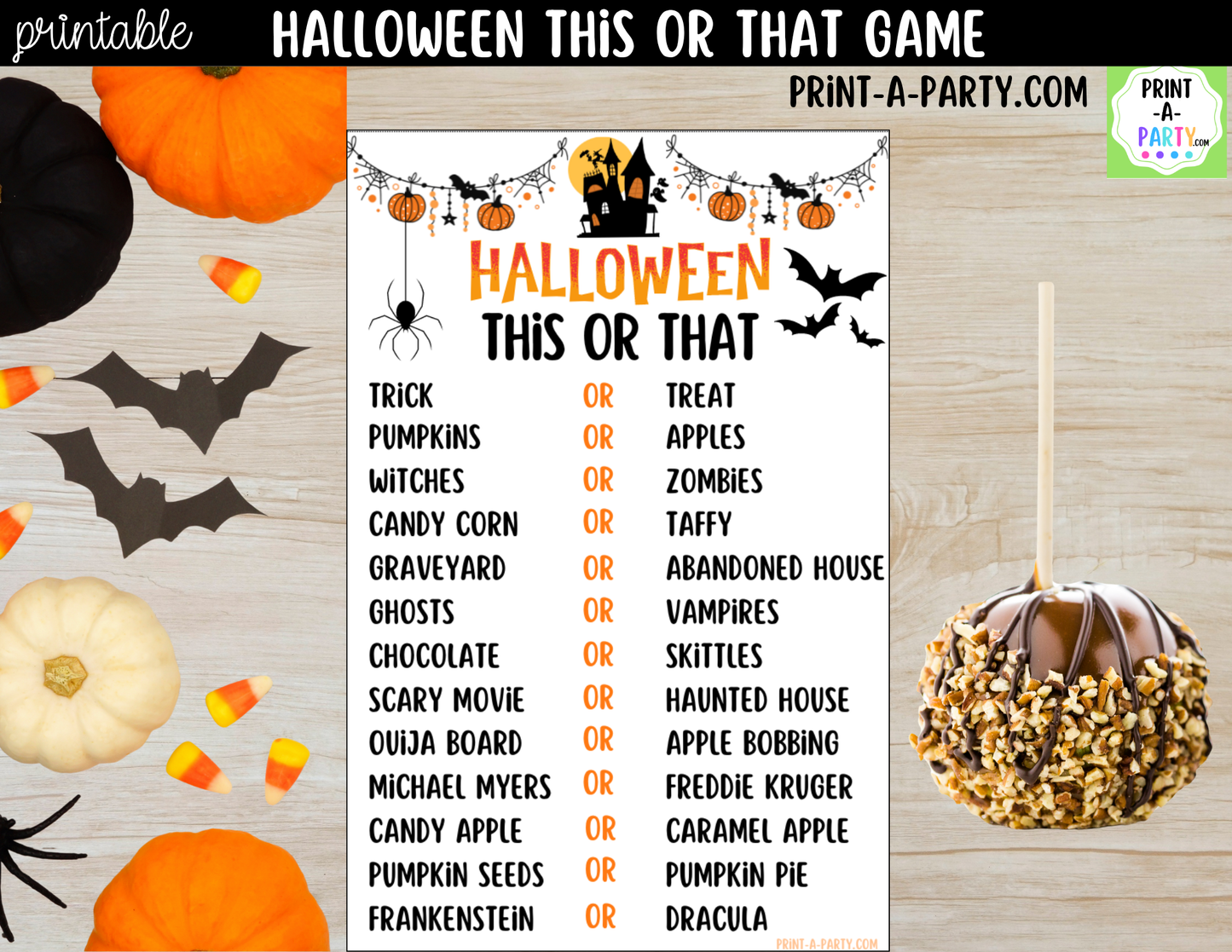 Halloween This or That Game Printable | Autumn Party Game & Icebreaker Activity