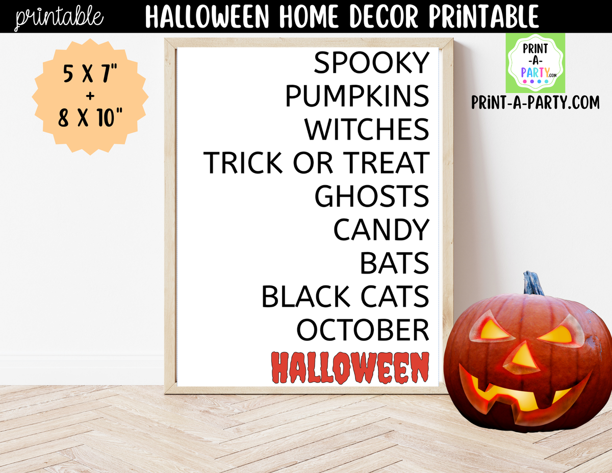 Halloween Word Art Printable Wall Art | Spooky Home Decor Sign