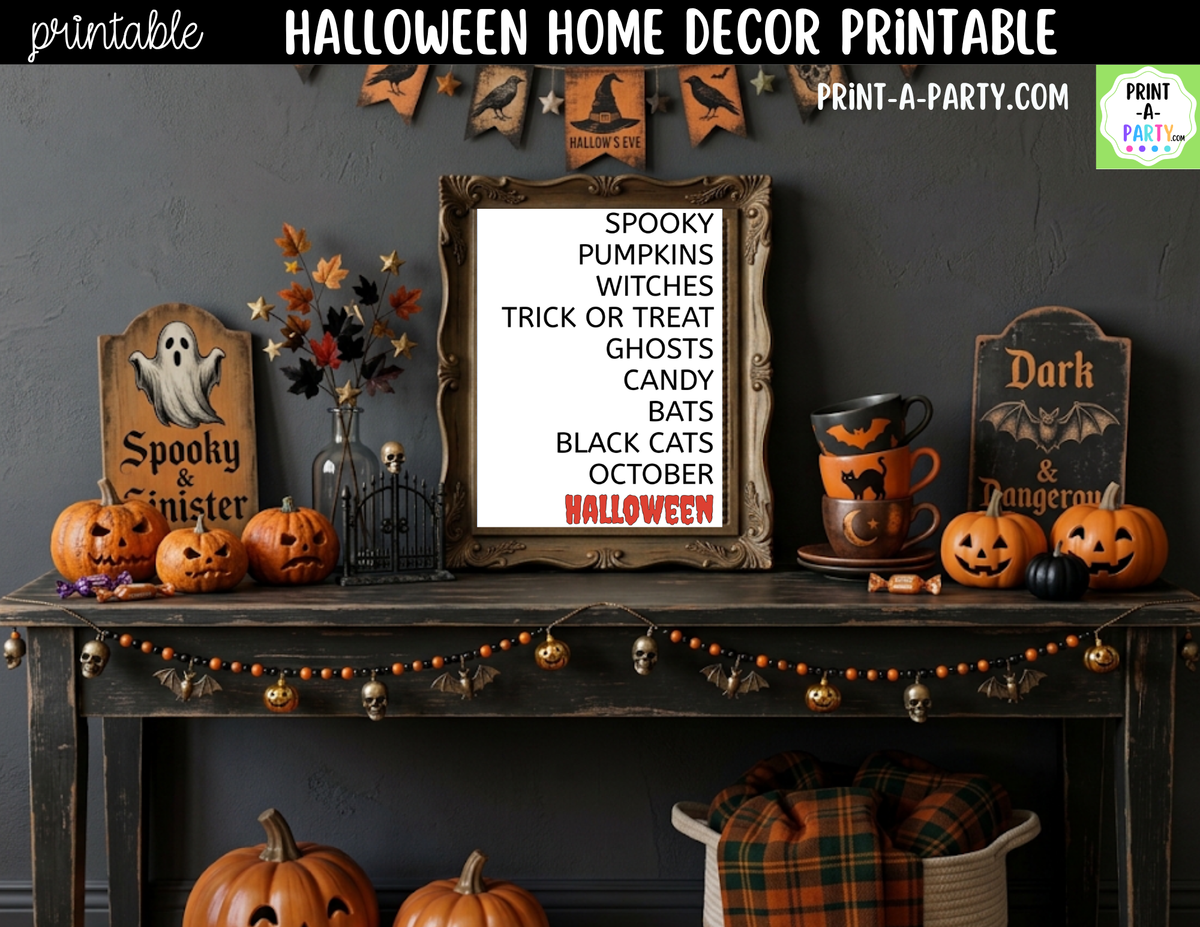 Halloween Word Art Printable Wall Art | Spooky Home Decor Sign