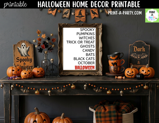 Halloween Word Art Printable Wall Art | Spooky Home Decor Sign