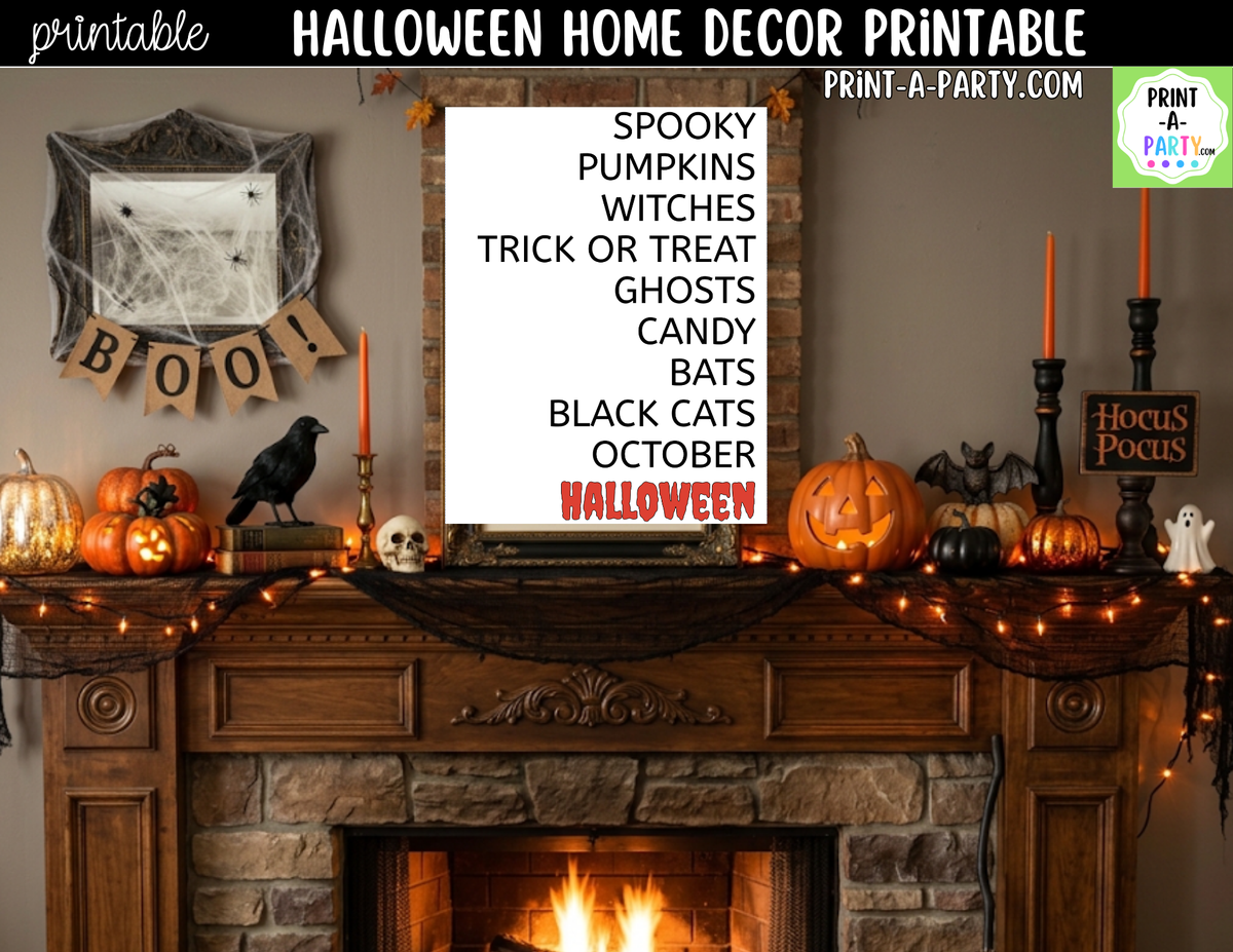 Halloween Word Art Printable Wall Art | Spooky Home Decor Sign