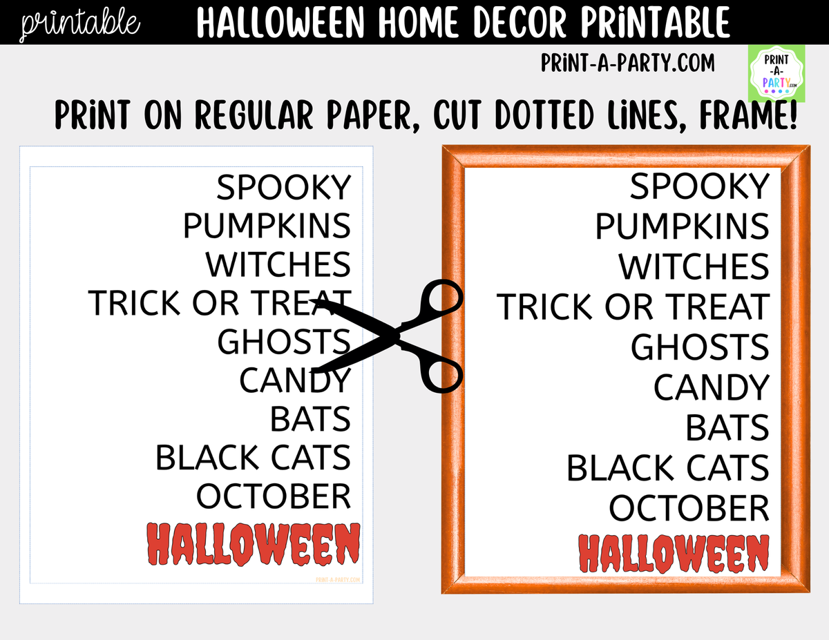 Halloween Word Art Printable Wall Art | Spooky Home Decor Sign