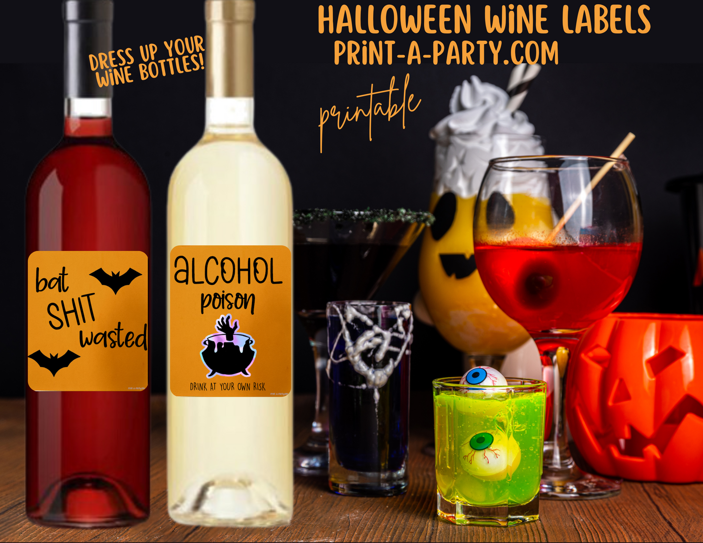 WINE LABELS: Halloween (4) Wine | Chalkboard Wine Labels | Sarcastic Wine | Funny | Printable | INSTANT DOWNLOAD - Use each year!