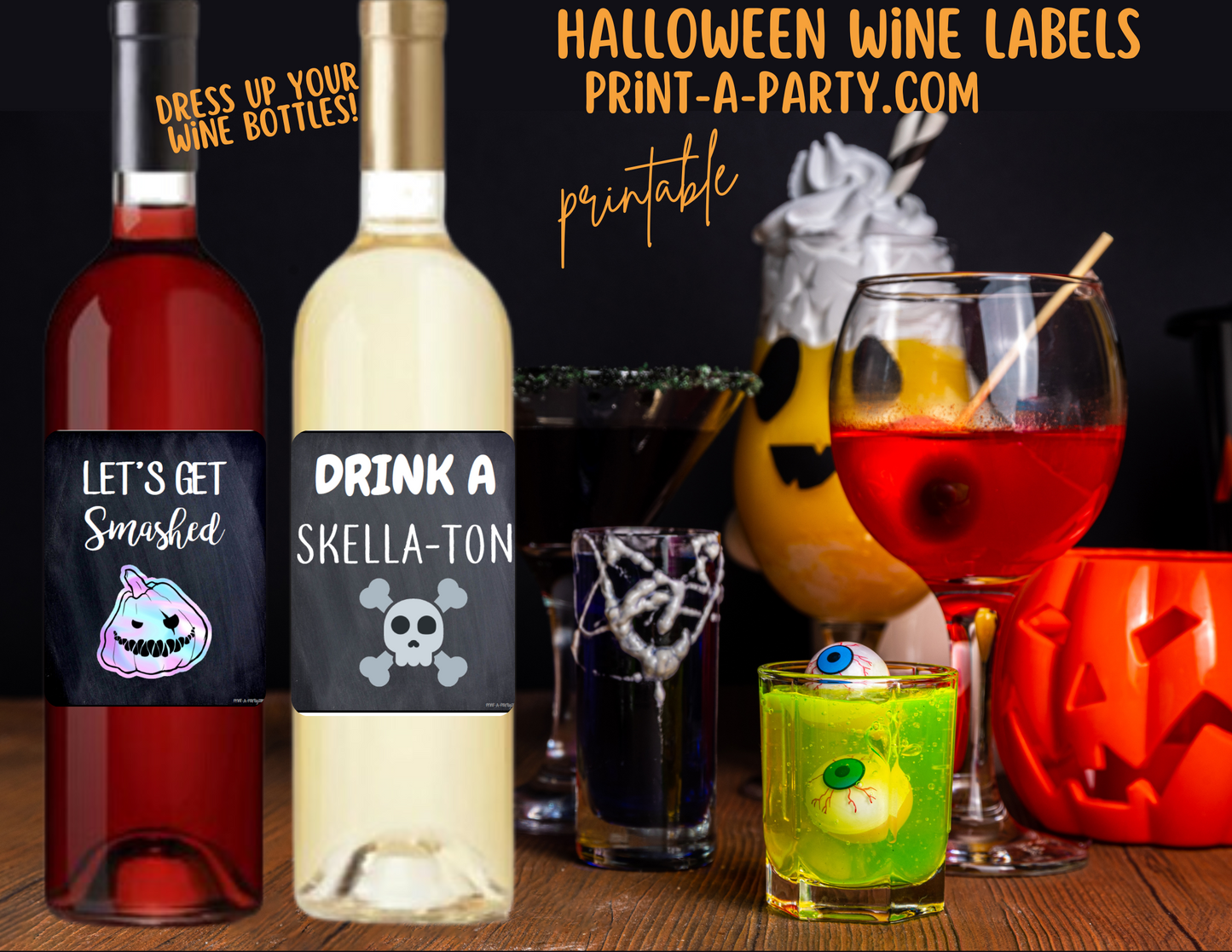 WINE LABELS: Halloween (4) Wine | Chalkboard Wine Labels | Sarcastic Wine | Funny | Printable | INSTANT DOWNLOAD - Use each year!