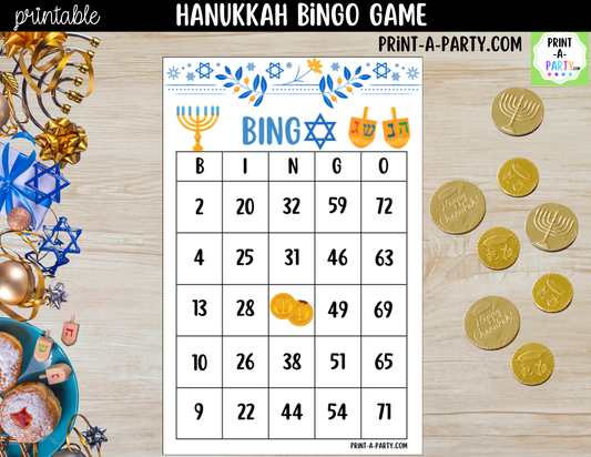 Hanukkah Bingo Game Printable | 30, 40 or 50 Cards | Kids, Adults & Hebrew School