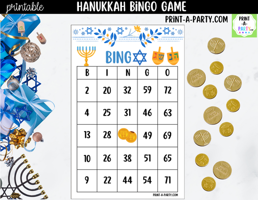 Hanukkah Bingo Game Printable | 30, 40 or 50 Cards | Kids, Adults & Hebrew School