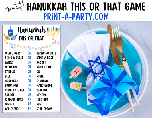 THIS OR THAT GAME - Printable Hanukkah This or That Game – Fun Hanukkah Activity for Kids, Classrooms & Parties
