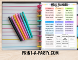 Meal Planner Page | Monthly Dinner Planner | Classic Happy Planner | Planner Printable