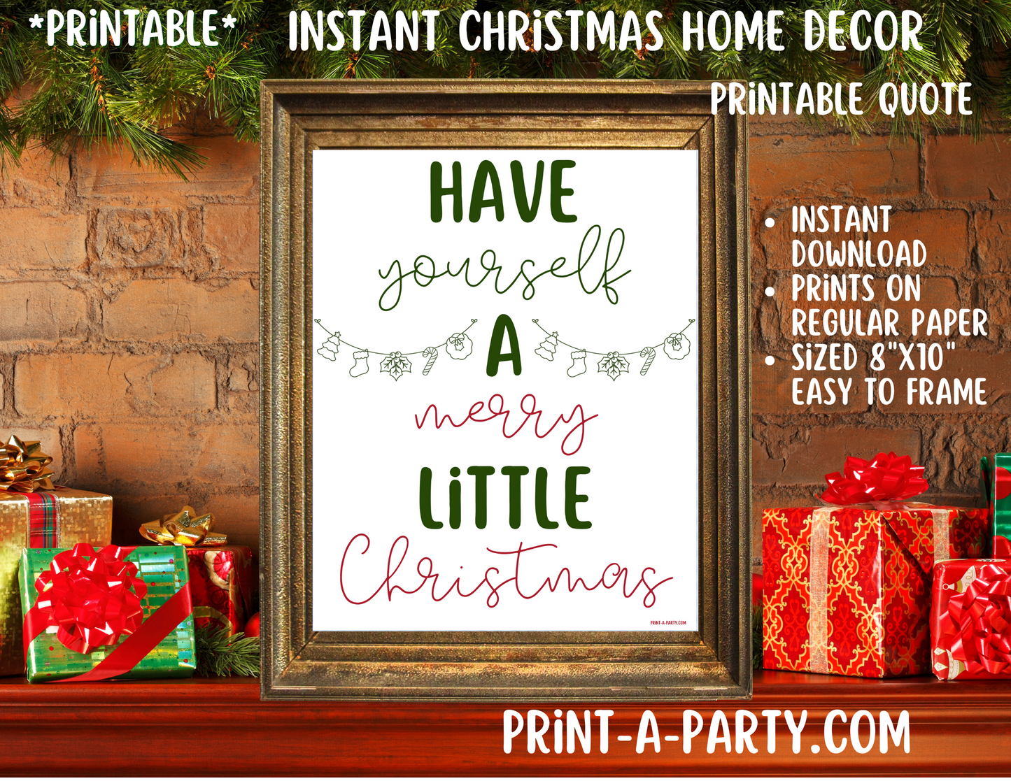 PRINTABLE HOME DECOR | Instant Christmas Holiday Decor | Have Yourself A Merry Little Christmas - White | Holiday Home Decor Idea