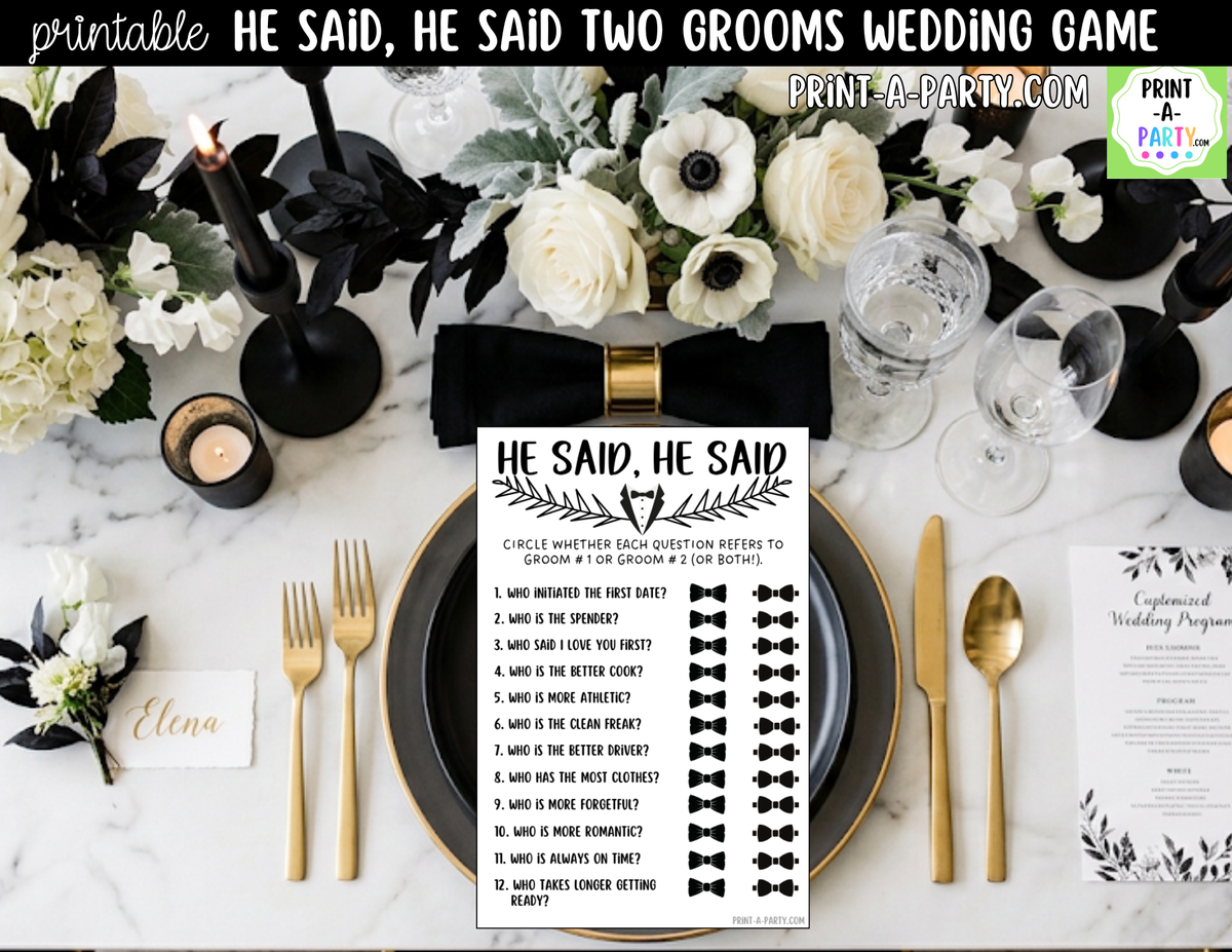 He Said, He Said Gay Bridal Shower Game Printable
