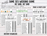 HE SAID, HE SAID: Same Sex Wedding Shower Game | Printable Same Sex Wedding Games  | Instant Download