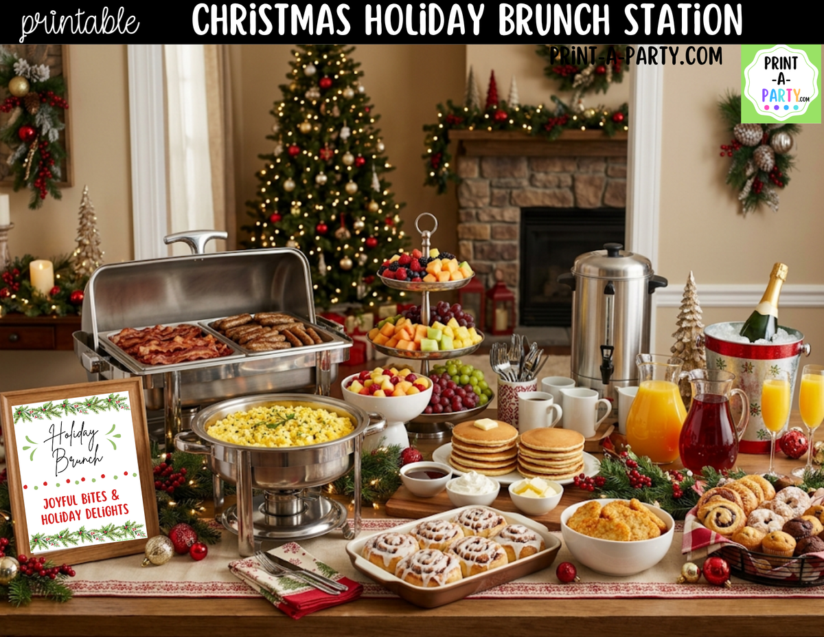 Christmas Brunch Bar Printable Kit | Sign and Food Tent Cards