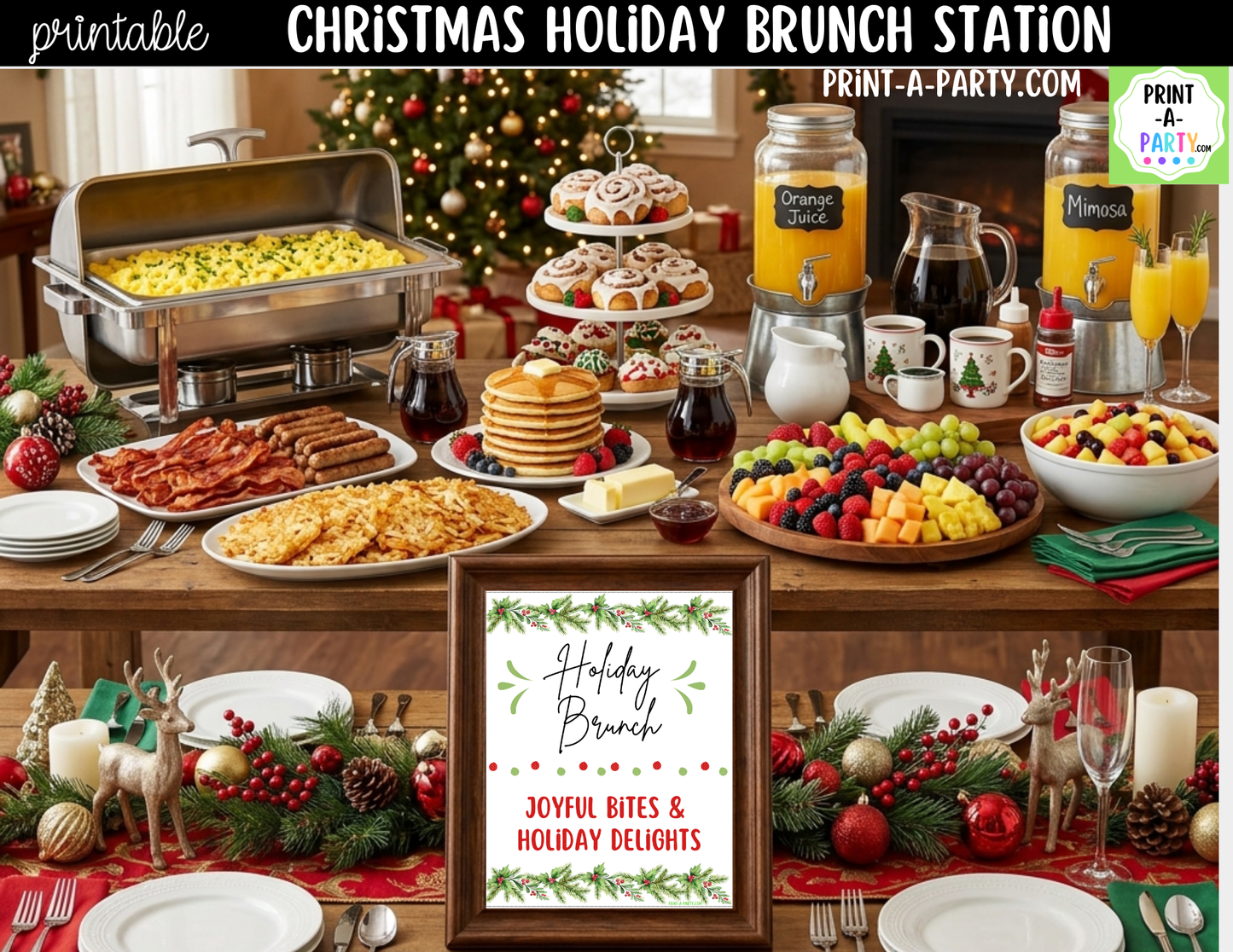 Christmas Brunch Bar Printable Kit | Sign and Food Tent Cards