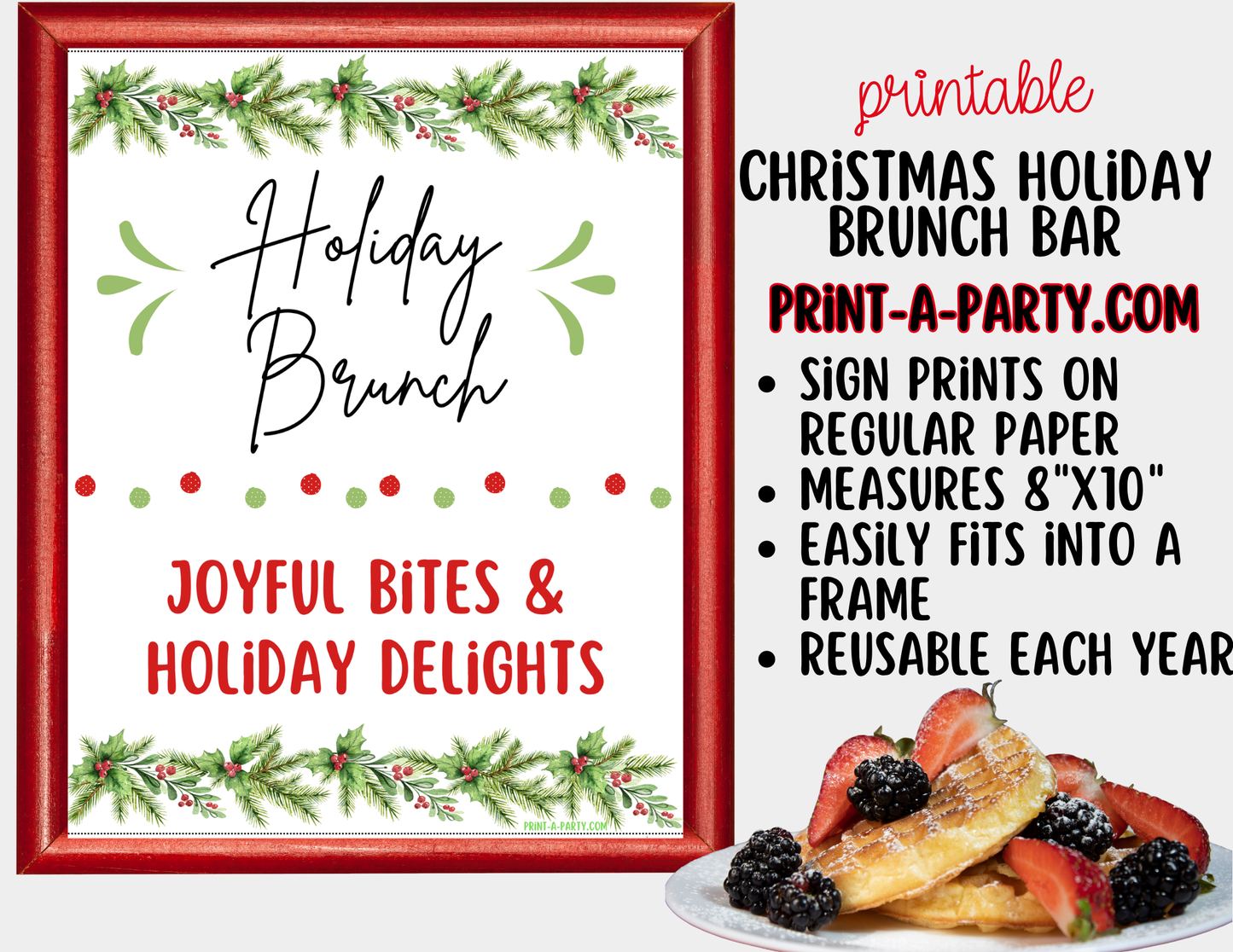 Christmas Brunch Bar Printable Kit | Sign and Food Tent Cards